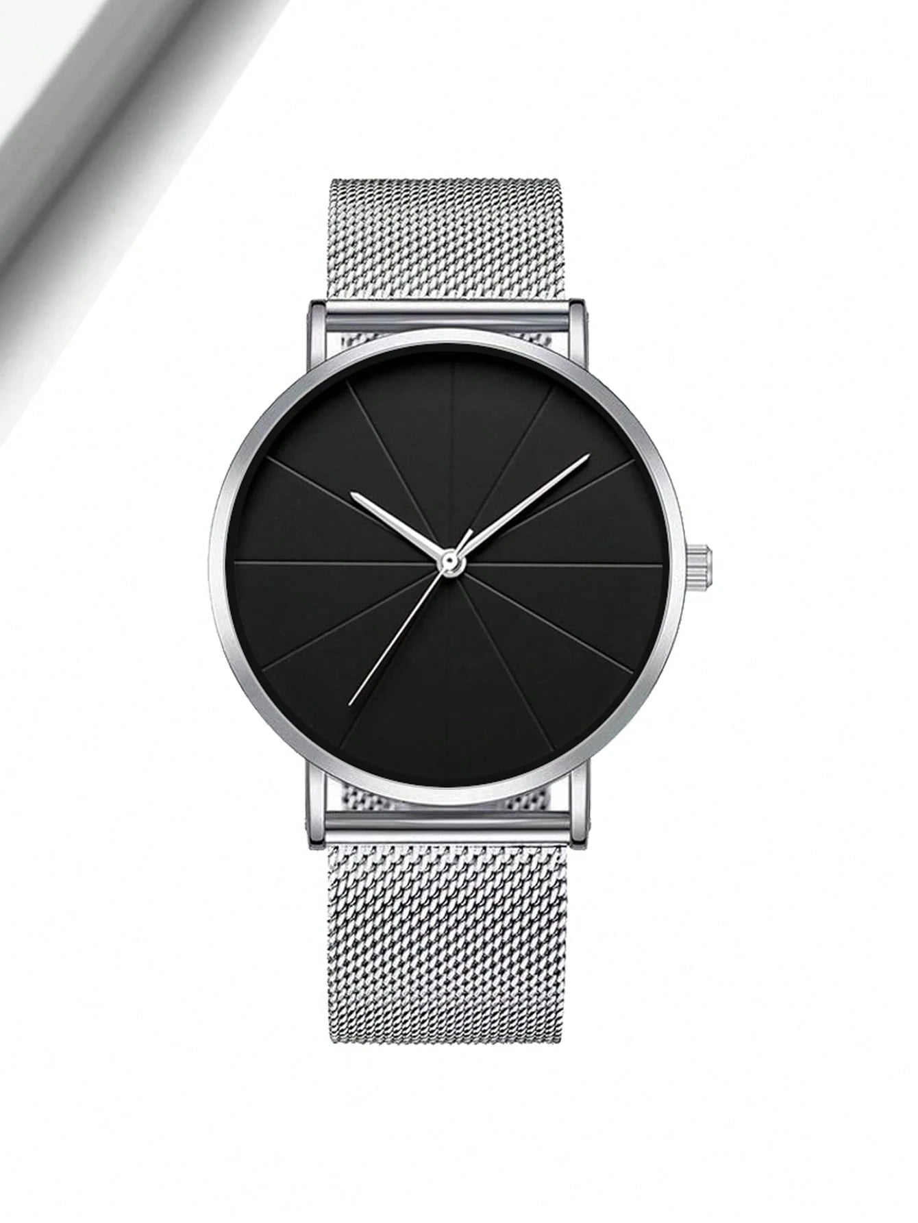 Men'S Watches Fashion Men'S Silver Watch Casual Quartz Watch Stainless Steel Mesh Pointer Watch for Men Gift