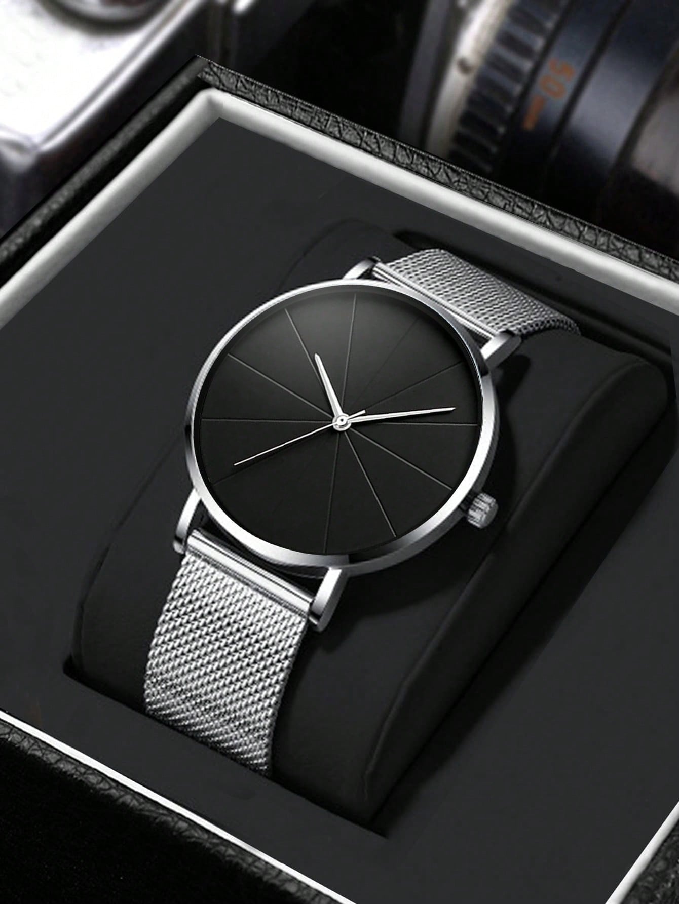 Men'S Watches Fashion Men'S Silver Watch Casual Quartz Watch Stainless Steel Mesh Pointer Watch for Men Gift